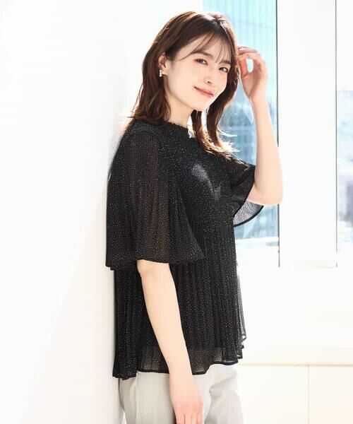 OFUON / オフオン シャツ・ブラウス | ドット柄シフォンプリーツブラウス/WEB限定サイズあり | 詳細1