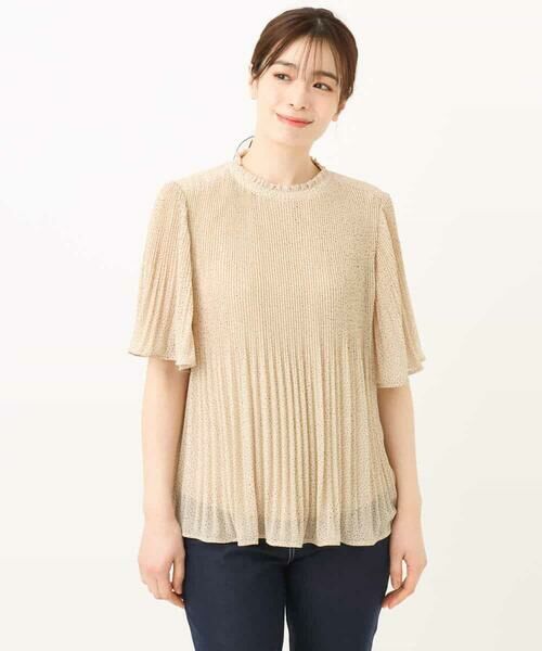 OFUON / オフオン シャツ・ブラウス | ドット柄シフォンプリーツブラウス/WEB限定サイズあり | 詳細13