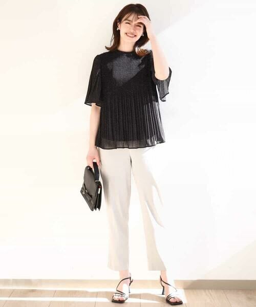 OFUON / オフオン シャツ・ブラウス | ドット柄シフォンプリーツブラウス/WEB限定サイズあり | 詳細2