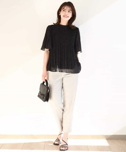 OFUON / オフオン シャツ・ブラウス | ドット柄シフォンプリーツブラウス/WEB限定サイズあり | 詳細3