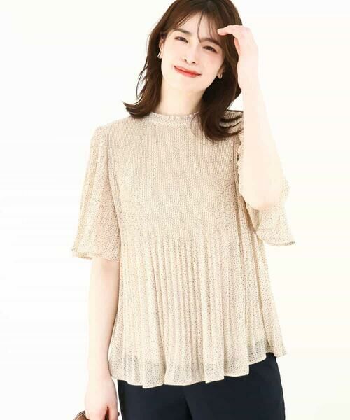 OFUON / オフオン シャツ・ブラウス | ドット柄シフォンプリーツブラウス/WEB限定サイズあり | 詳細8