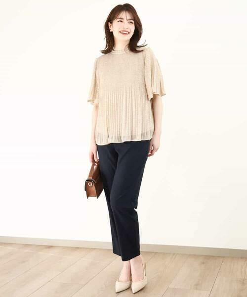 OFUON / オフオン シャツ・ブラウス | ドット柄シフォンプリーツブラウス/WEB限定サイズあり | 詳細9