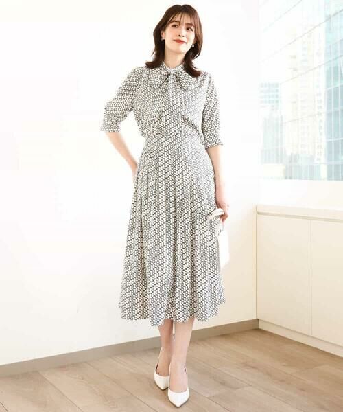 OFUON / オフオン シャツ・ブラウス | ビットプリント ボウタイ付きブラウス/洗える/WEB限定サイズあり | 詳細14