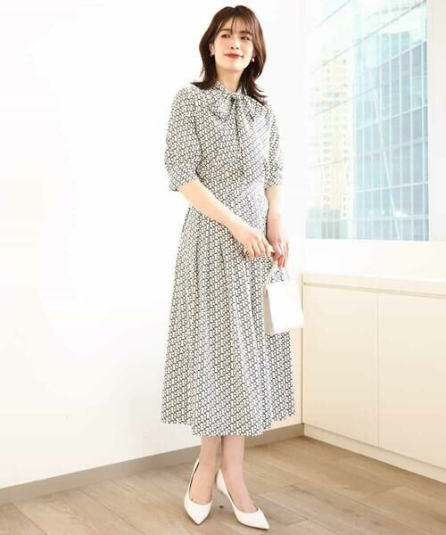 OFUON / オフオン シャツ・ブラウス | ビットプリント ボウタイ付きブラウス/洗える/WEB限定サイズあり | 詳細15