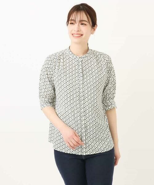 OFUON / オフオン シャツ・ブラウス | ビットプリント ボウタイ付きブラウス/洗える/WEB限定サイズあり | 詳細17