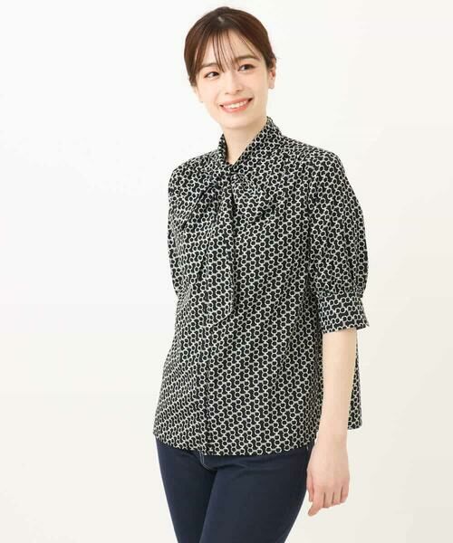 OFUON / オフオン シャツ・ブラウス | ビットプリント ボウタイ付きブラウス/洗える/WEB限定サイズあり | 詳細28