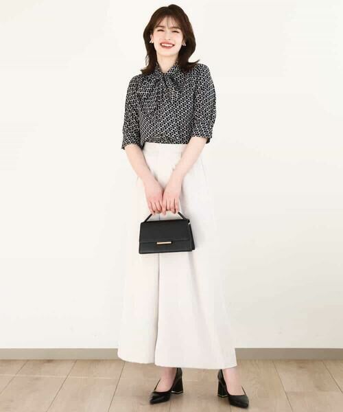 OFUON / オフオン シャツ・ブラウス | ビットプリント ボウタイ付きブラウス/洗える/WEB限定サイズあり | 詳細3