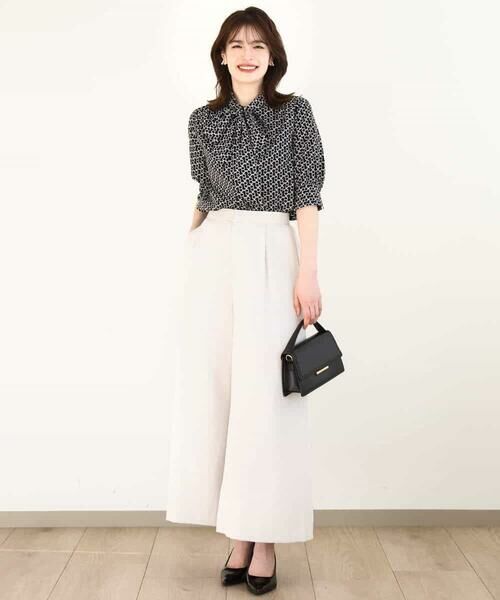 OFUON / オフオン シャツ・ブラウス | ビットプリント ボウタイ付きブラウス/洗える/WEB限定サイズあり | 詳細4