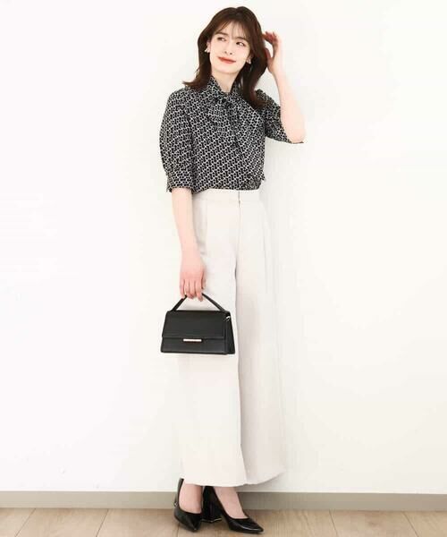 OFUON / オフオン シャツ・ブラウス | ビットプリント ボウタイ付きブラウス/洗える/WEB限定サイズあり | 詳細5