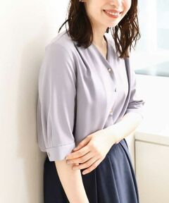OFUON / オフオン シャツ・ブラウス | Vネックジョーゼットブラウス（五分袖）/洗える/WEB限定サイズあり