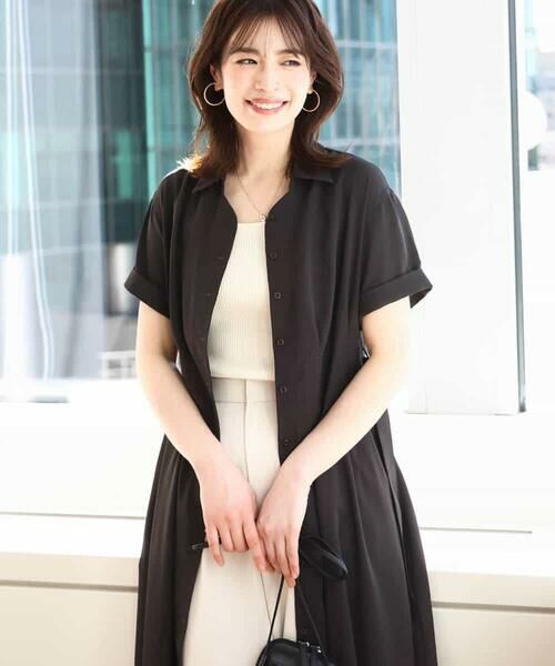 OFUON / オフオン ロング・マキシ丈ワンピース | スキッパーネックシャツワンピース/洗える/WEB限定サイズあり | 詳細1