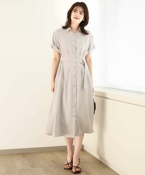 OFUON / オフオン ロング・マキシ丈ワンピース | スキッパーネックシャツワンピース/洗える/WEB限定サイズあり | 詳細10