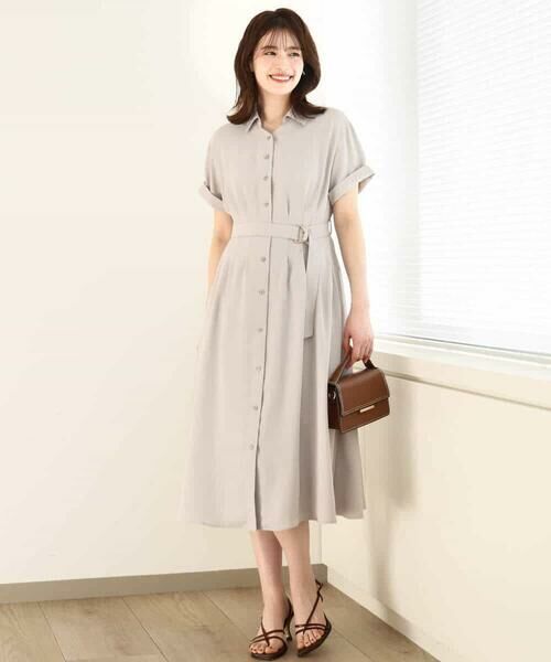 OFUON / オフオン ロング・マキシ丈ワンピース | スキッパーネックシャツワンピース/洗える/WEB限定サイズあり | 詳細11