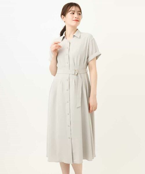 OFUON / オフオン ロング・マキシ丈ワンピース | スキッパーネックシャツワンピース/洗える/WEB限定サイズあり | 詳細13