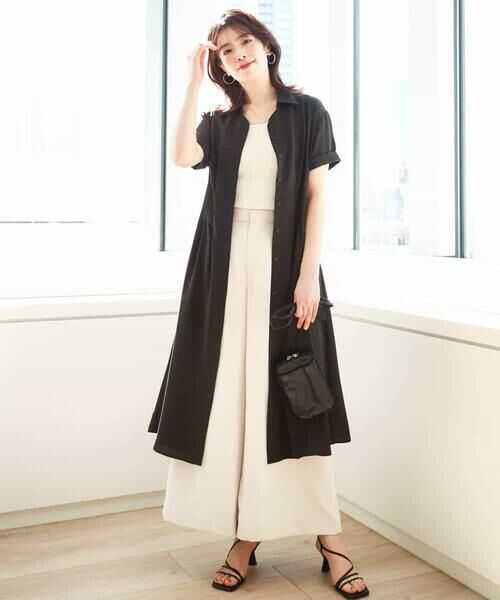 OFUON / オフオン ロング・マキシ丈ワンピース | スキッパーネックシャツワンピース/洗える/WEB限定サイズあり | 詳細2