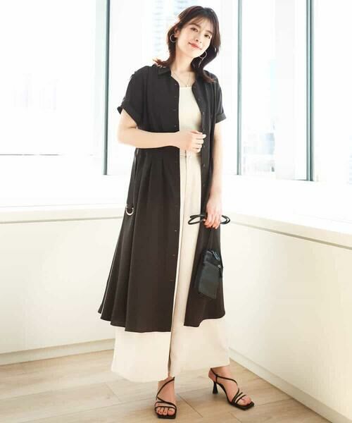 OFUON / オフオン ロング・マキシ丈ワンピース | スキッパーネックシャツワンピース/洗える/WEB限定サイズあり | 詳細3