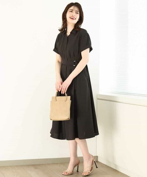 OFUON / オフオン ロング・マキシ丈ワンピース | スキッパーネックシャツワンピース/洗える/WEB限定サイズあり | 詳細4