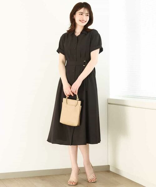 OFUON / オフオン ロング・マキシ丈ワンピース | スキッパーネックシャツワンピース/洗える/WEB限定サイズあり | 詳細6