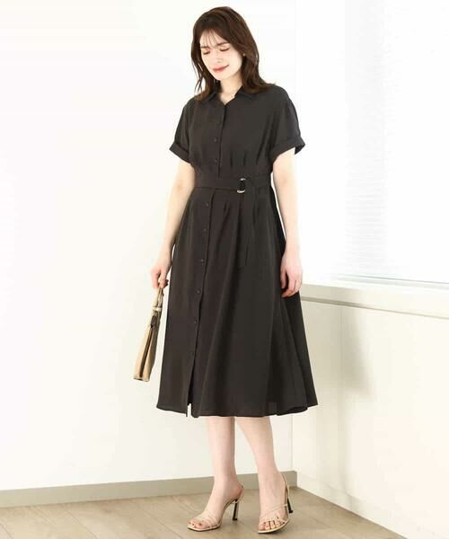 OFUON / オフオン ロング・マキシ丈ワンピース | スキッパーネックシャツワンピース/洗える/WEB限定サイズあり | 詳細7