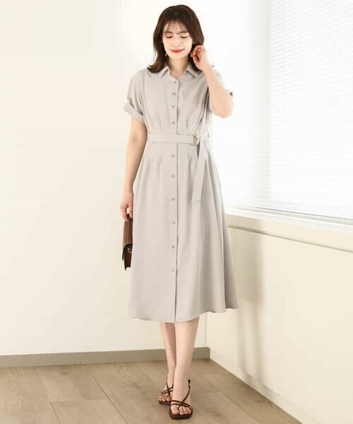 OFUON / オフオン ロング・マキシ丈ワンピース | スキッパーネックシャツワンピース/洗える/WEB限定サイズあり | 詳細8