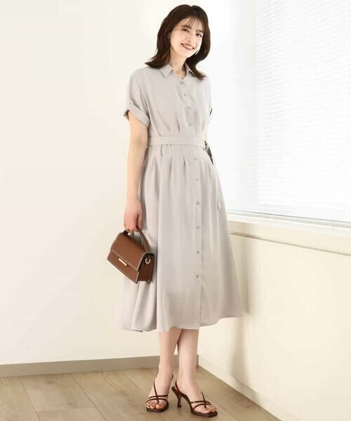 OFUON / オフオン ロング・マキシ丈ワンピース | スキッパーネックシャツワンピース/洗える/WEB限定サイズあり | 詳細9