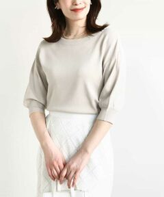 OFUON / オフオン ニット・セーター | ボートネック五分袖ニット/接触冷感/洗える/WEB限定サイズあり