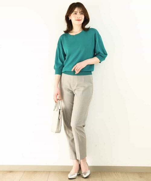 OFUON / オフオン ニット・セーター | ボートネック五分袖ニット/接触冷感/洗える/WEB限定サイズあり | 詳細3