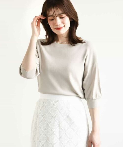 OFUON / オフオン ニット・セーター | ボートネック五分袖ニット/接触冷感/洗える/WEB限定サイズあり | 詳細6