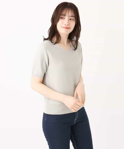 OFUON / オフオン ニット・セーター | ガーター編み半袖ラメニット/洗える/WEB限定サイズあり | 詳細30