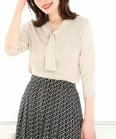 OFUON / オフオン ニット・セーター | ボウタイデザイン六分袖ニット/洗える/WEB限定サイズあり