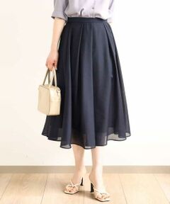 OFUON / オフオン ロング・マキシ丈スカート | タックフレアーシアースカート/洗える