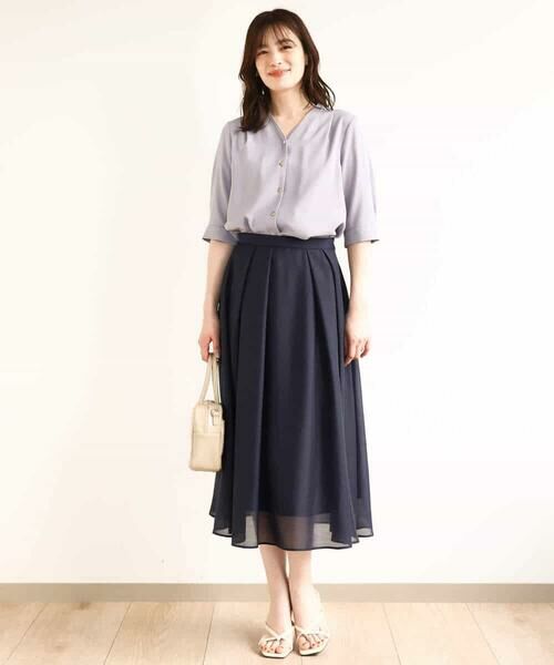 OFUON / オフオン ロング・マキシ丈スカート | タックフレアーシアースカート/洗える | 詳細1