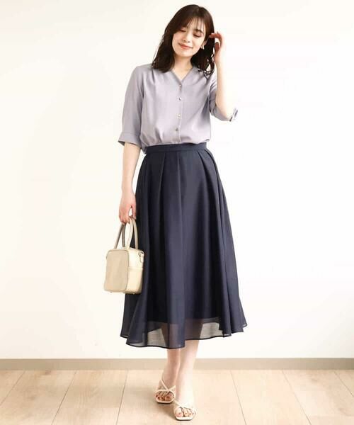 OFUON / オフオン ロング・マキシ丈スカート | タックフレアーシアースカート/洗える | 詳細2