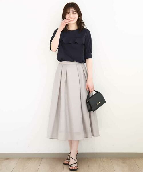 OFUON / オフオン ロング・マキシ丈スカート | タックフレアーシアースカート/洗える | 詳細5