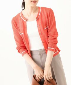 OFUON / オフオン カーディガン・ボレロ | メッシュ柄ニットカーディガン/WEB限定サイズあり