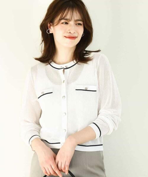 OFUON / オフオン カーディガン・ボレロ | メッシュ柄ニットカーディガン/WEB限定サイズあり | 詳細8