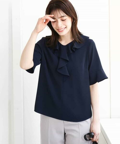 OFUON / オフオン シャツ・ブラウス | ラッフルカラーブラウス/UVカット/接触冷感/洗える/WEB限定サイズあり | 詳細1