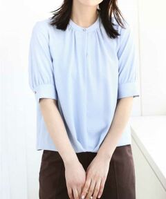 OFUON / オフオン シャツ・ブラウス | フロントタックジョーゼットブラウス（五分袖）/UVカット/接触冷感/洗える/WEB限定サイズあり