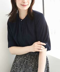 OFUON / オフオン シャツ・ブラウス | フロントタックジョーゼットブラウス（五分袖）/UVカット/接触冷感/洗える/WEB限定サイズあり