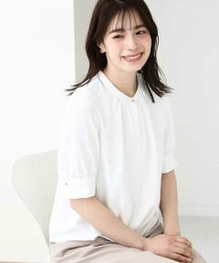 OFUON / オフオン シャツ・ブラウス | フロントタックジョーゼットブラウス（五分袖）/UVカット/接触冷感/洗える/WEB限定サイズあり