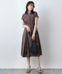 OFUON / オフオン ロング・マキシ丈ワンピース | ラインフラワープリントワンピース/洗える/WEB限定サイズあり