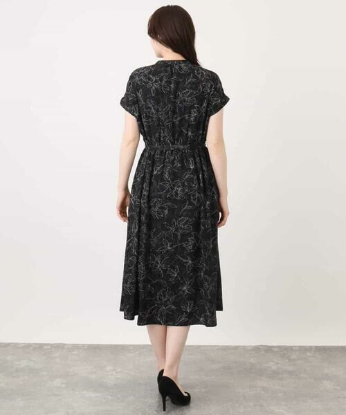 OFUON / オフオン ロング・マキシ丈ワンピース | ラインフラワープリントワンピース/洗える/WEB限定サイズあり | 詳細11