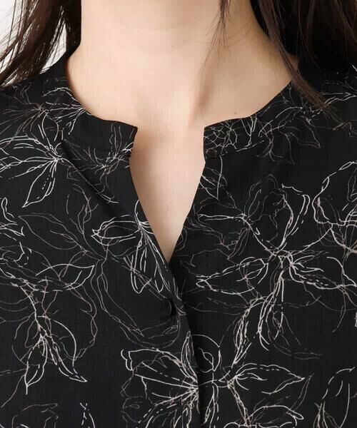 OFUON / オフオン ロング・マキシ丈ワンピース | ラインフラワープリントワンピース/洗える/WEB限定サイズあり | 詳細12