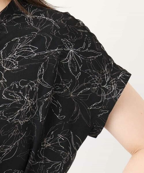 OFUON / オフオン ロング・マキシ丈ワンピース | ラインフラワープリントワンピース/洗える/WEB限定サイズあり | 詳細13