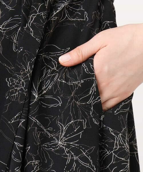 OFUON / オフオン ロング・マキシ丈ワンピース | ラインフラワープリントワンピース/洗える/WEB限定サイズあり | 詳細14