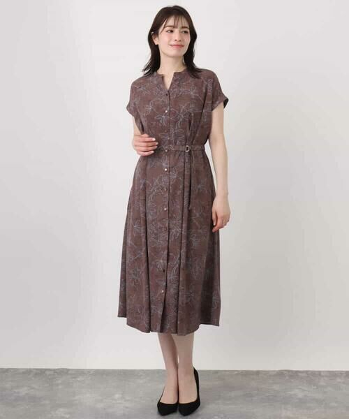 OFUON / オフオン ロング・マキシ丈ワンピース | ラインフラワープリントワンピース/洗える/WEB限定サイズあり | 詳細18