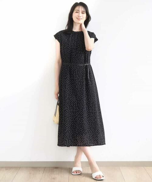 OFUON / オフオン ロング・マキシ丈ワンピース | ドット柄シアーサッカーワンピース/洗える/WEB限定 | 詳細3
