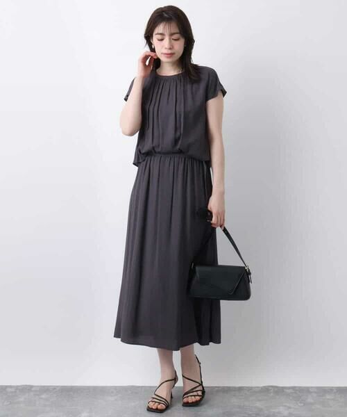 OFUON / オフオン ロング・マキシ丈ワンピース | リネンライクウエスト切り替えワンピース/洗える/WEB限定 | 詳細11