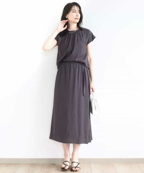 OFUON / オフオン ロング・マキシ丈ワンピース | リネンライクウエスト切り替えワンピース/洗える/WEB限定 | 詳細16
