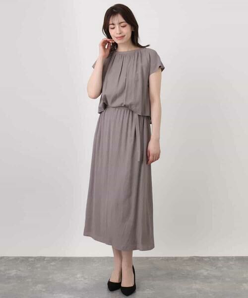 OFUON / オフオン ロング・マキシ丈ワンピース | リネンライクウエスト切り替えワンピース/洗える/WEB限定 | 詳細26